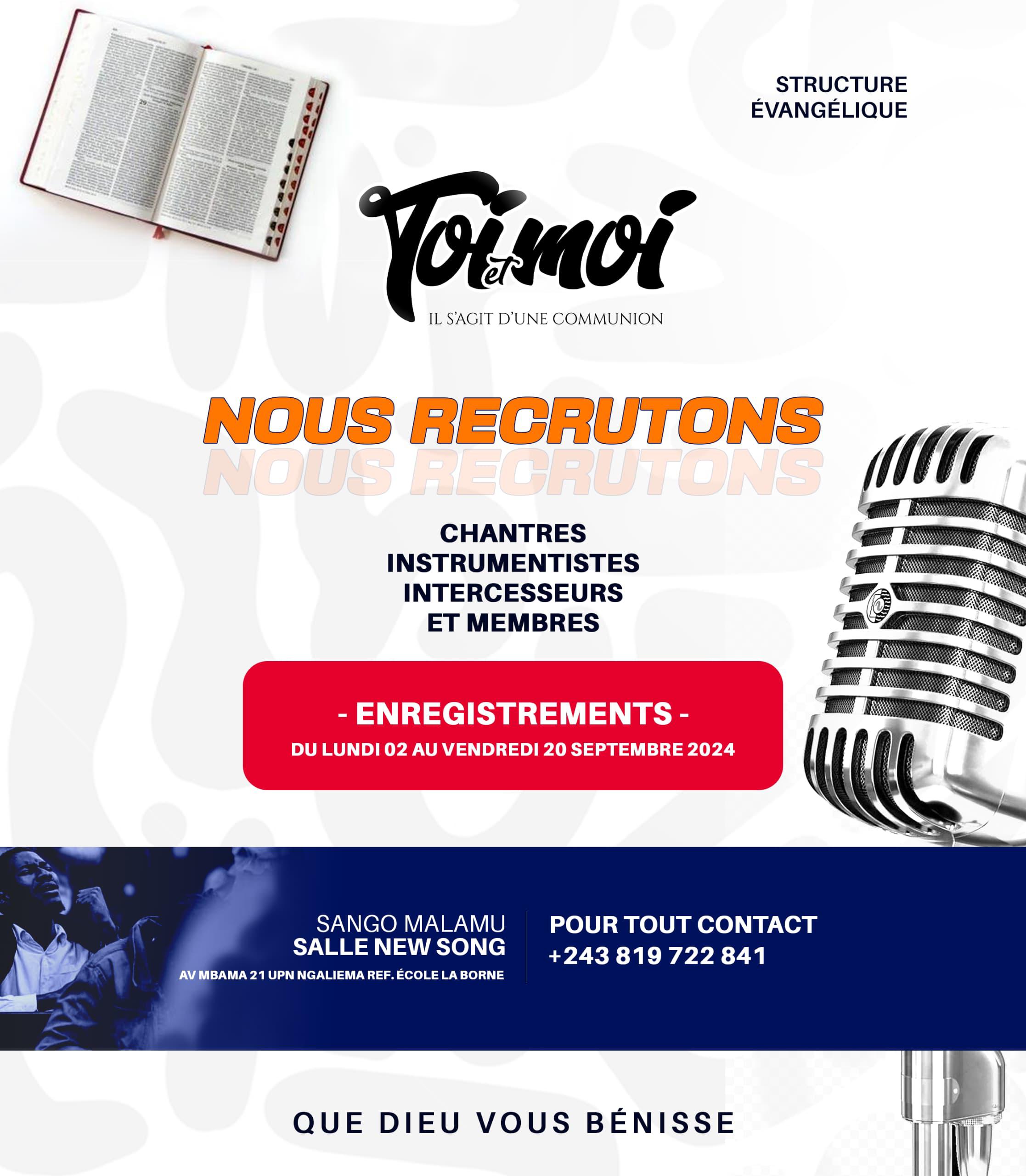 LANCEMENT DE LA STRUCTURE EVANGELIQUE             ”TOI ET MOI”